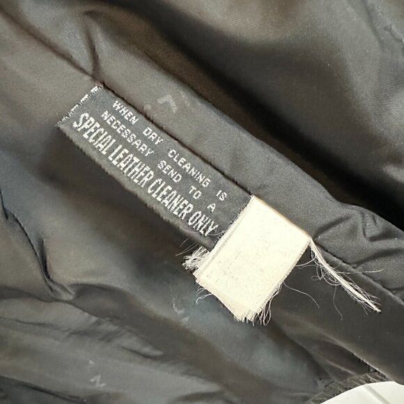 100% LEATHER gorgeous classic vintage 90s gold button blazer stretch women M - Picture 7 of 14